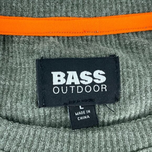 Bass Outdoor Deep Depths Green Long-Sleeve Utility Tee Shirt Crew  L NWT 1136 - Picture 3 of 10